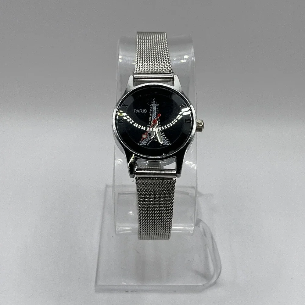 Paris Eifel Tower Women's Quartz Watch Mesh‎ Metal Band- New Battery!